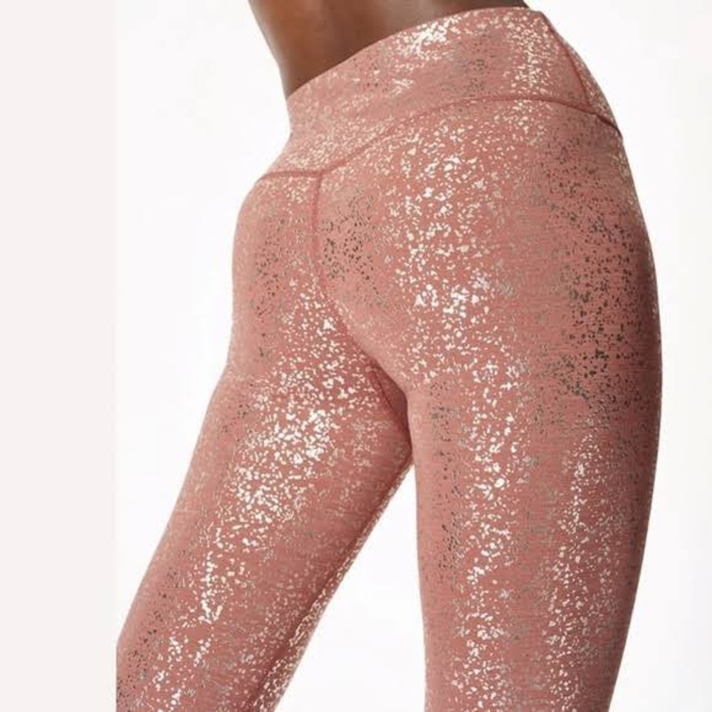 Sweaty Betty Goddess Foil Disco Pink Metallic Full Length Leggings - Picture 4 of 10